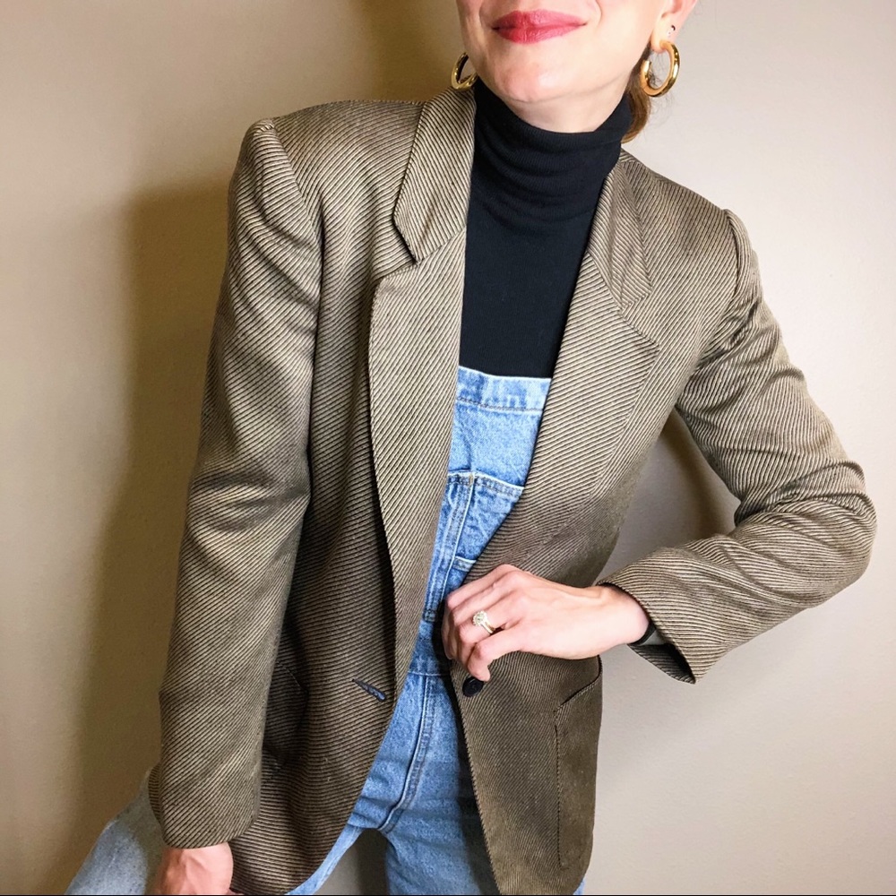 Vintage 90s Christian Dior woven silk blend blazer - Picture 6 of 16